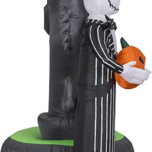 Gemmy 228488 Jack Skellington With Halloween Town Fountain Lightshow Projection Airblown Inflatable, Multi