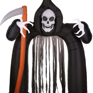 Fun Costumes 9.5Ft Grim Reaper Death Inflatable Archway Outdoor Decoration, Black Airblown Graveyard Front Yard Display Decor