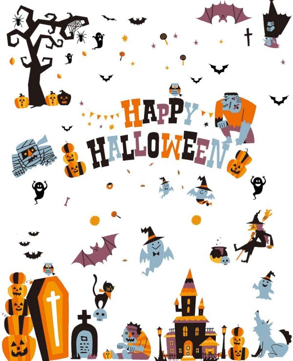 Ccinee Halloween Window Stickers，10 Sheets Halloween Window Clings Decals For Halloween Party Decoration Glass Windom Indoor And Outdoor Home Decor