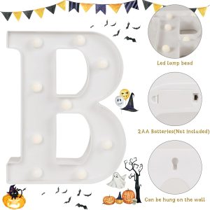 Halloween Decorations - Led Marquee Light Up Letters “Boo” Lights + Ghost Banner For Home Indoor Kitchen Fireplace Party Table Decor Supplies (Batteries Not Included)