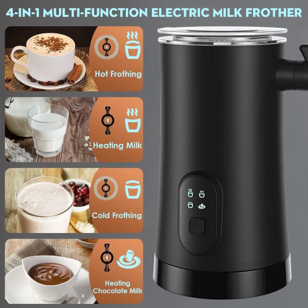 Electric Milk Frother, 4 In 1 Milk Steamer,11.8Oz/350Ml Automatic Warm And Cold Foam Maker For Coffee,Latte, Cappuccino, Macchiato, Chocolate