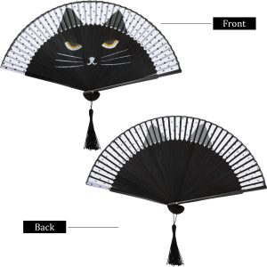 Hand Made Folding Japanese Cat Fan