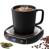 Lerat Coffee Mug Warmer & Mug Set For Desk, Electric Coffee Cup Warmer With Auto Shut , 3 Temperature Setting Smart Cup Warmer For Heating Coffee, Milk, Beverage, Candle Jar (Black), 8Oz