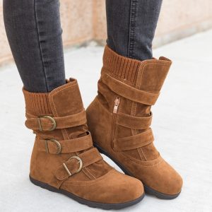 Casual Winter Strap Buckle Boots