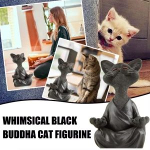 Whimsical Buddha Yoga Cat Figurine