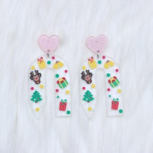 Christmas Ear Stud Elk Snowflake Crutch