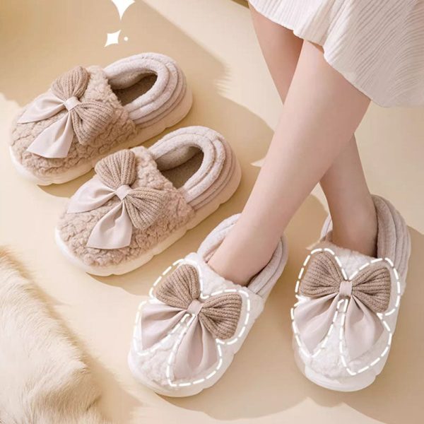 Big Bow-Knot Fluffy Slippers