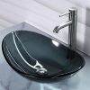 Gray Tempered Glass Bathroom Sink Oval 22X14