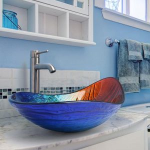 Seashell Sink Tempered Glass Bathroom Sink 22X14