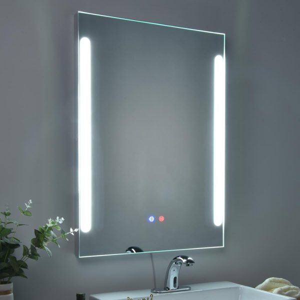 Frameless Bathroom Mirror With Lights Anti Fog Touch Sensor