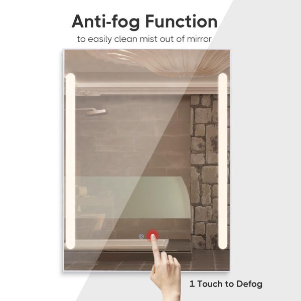 Frameless Bathroom Mirror With Lights Anti Fog Touch Sensor