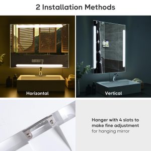 Frameless Bathroom Mirror With Lights Anti Fog Touch Sensor