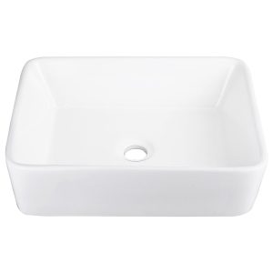 Aquaterior Rectangular Sink Vanity Porcelain Sink & Drain 19X15