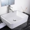 Aquaterior Rectangular Sink Vanity Porcelain Sink & Drain 19X15