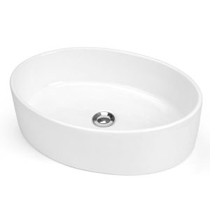 Aquaterior Oval Porcelain Sink With Drain & Tray 19X14