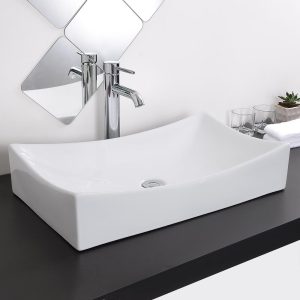 Aquaterior Rectangular Porcelain Sink With Popup Drain 26X16