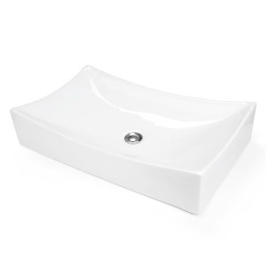 Aquaterior Rectangular Porcelain Sink With Popup Drain 26X16