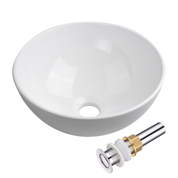 Aquaterior Round Vessel Sink With Pop Up Drain 12