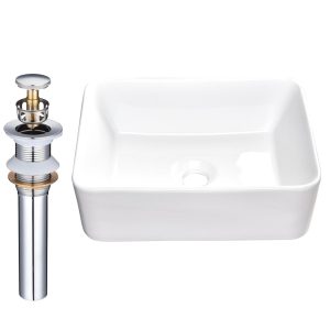 Aquaterior Rectangle Vessel Sink With Popup Drain & Tray 16X12