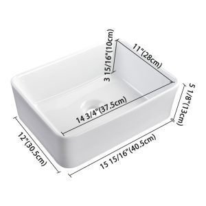 Aquaterior Rectangle Vessel Sink With Popup Drain & Tray 16X12