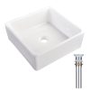 Aquaterior Square Vessel Sink With Popup Drain & Tray 15X15