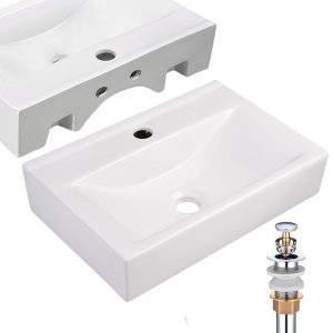 Aquaterior Wall Mount Sink With Drain & Tray Rectanglar 18X12