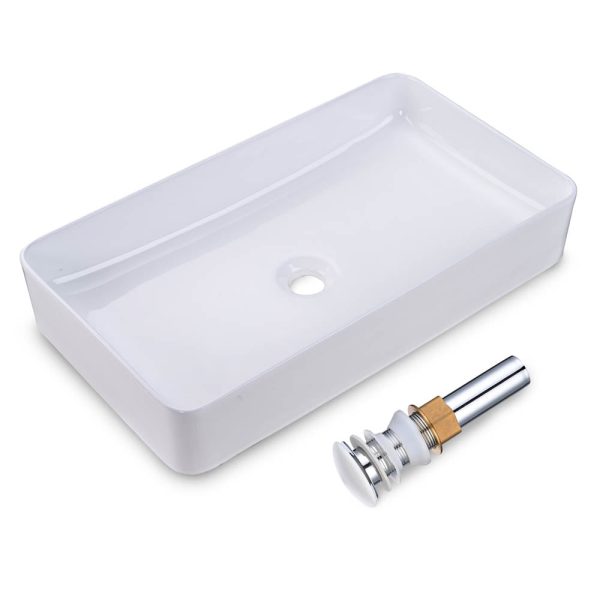 Bathroom Rectangular Porcelain Sink W/ Drain 23X13