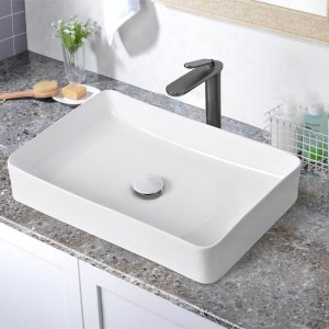 Bathroom Rectangular Porcelain Sink W/ Drain 23X13