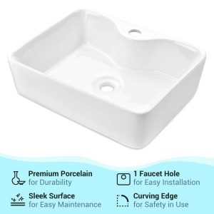 White Vessel Sink Ceramic Raised Sink 19X15