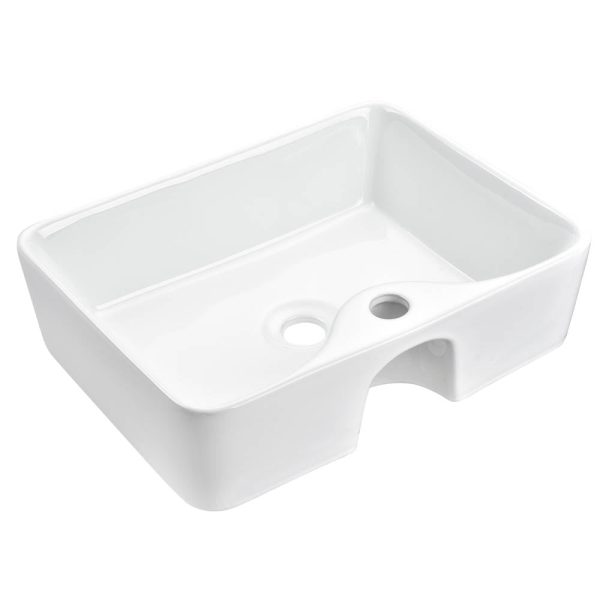 White Vessel Sink Ceramic Raised Sink 19X15