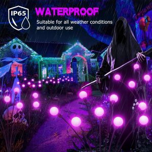 Letmy 6Pack 48 Led Halloween Decorations Outdoor Swaying Solar Lights Outdoor, Waterproof Solar Firefly Lights Solar Halloween Lights Outdoor For Pathway Yard Garden Halloween Decorations (Purple)