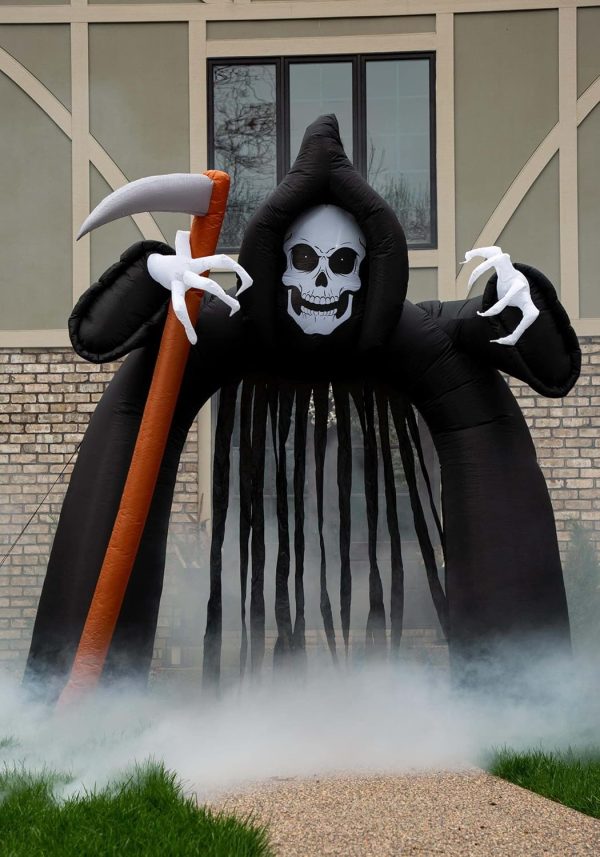 Fun Costumes 9.5Ft Grim Reaper Death Inflatable Archway Outdoor Decoration, Black Airblown Graveyard Front Yard Display Decor