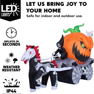 Joiedomi 8 Ft Halloween Inflatables Outdoor Decorations，Halloween Inflatable Carriage With Build-In Leds Halloween Blow Up For Yard, Halloween Party Decoration Halloween Decor Outside