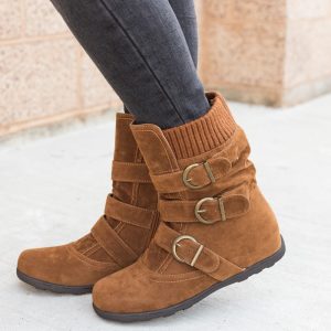 Casual Winter Strap Buckle Boots