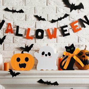 Cute Halloween Tiered Tray Decorations Indoor, Ghost Wooden Decor Pumpkin Blocks Signs For Party Home Decoration (Set Of 3)