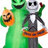 Gemmy 6.5 Ft Tall Airblown Jack Skellington W/Oogie Boogie Scene Disney