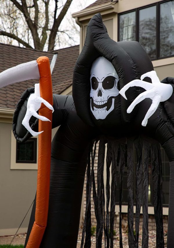 Fun Costumes 9.5Ft Grim Reaper Death Inflatable Archway Outdoor Decoration, Black Airblown Graveyard Front Yard Display Decor