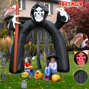 10Ft Halloween Inflatables, Inflatable Archway With Built-In Lights, Halloween Blow Up Decorations Arch, Halloween Party Indoor Outdoor Garden Lawn Yard Festival Celebration Decor