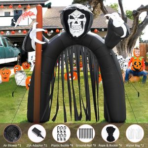 10Ft Halloween Inflatables, Inflatable Archway With Built-In Lights, Halloween Blow Up Decorations Arch, Halloween Party Indoor Outdoor Garden Lawn Yard Festival Celebration Decor