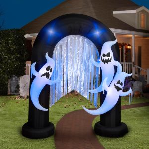 9' Gemmy Airblown Halloween Lightshow Short Circuit Ghost Archway Yard Decoration 550316