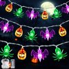 Hamcstnf Halloween Lights Battery Operated - 14.76Ft 30 Led 3D Pumpkin Bat Spider Halloween String Lights With Timer, Halloween Decorations Lights For Home Window Porch Outdoor Halloween Party Decor