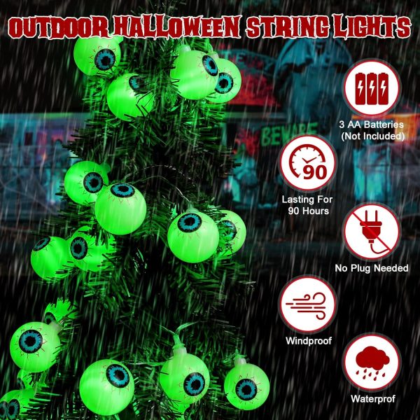 Halloween Decorations 30Led 17Ft Eyeball Halloween String Lights With Timer Remote Battery Operated 8 Modes Halloween Lights Halloween Indoor Outdoor Decorations For Home Garden Yard Halloween Décor