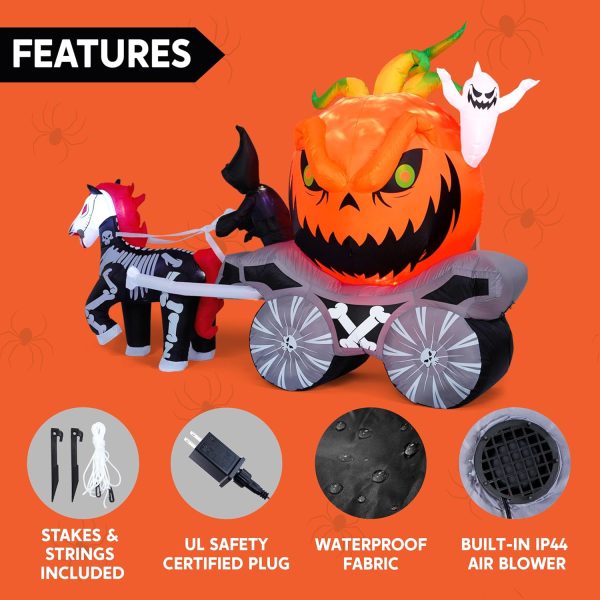 Joiedomi 8 Ft Halloween Inflatables Outdoor Decorations，Halloween Inflatable Carriage With Build-In Leds Halloween Blow Up For Yard, Halloween Party Decoration Halloween Decor Outside