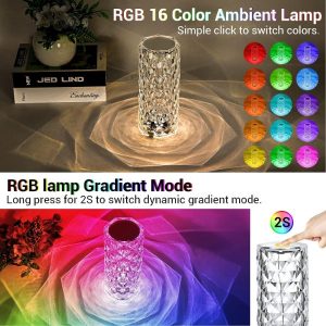 Touch Control Rose Crystal Lamp