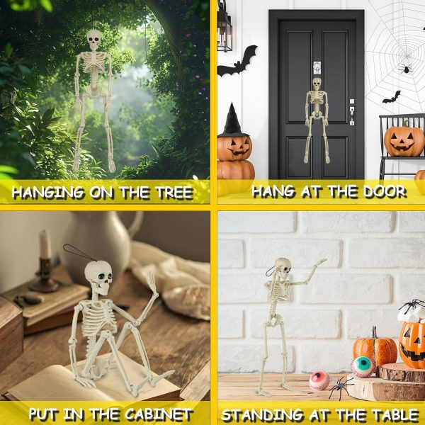 6 Packs Skeleton Halloween Decorations Outdoor With 16 Full Body Posable Joints Skeletons Decor, Halloween Party Decor Indoor, Yard Garden Lawn Graveyard Haunted House Props Spooky Party Decorations