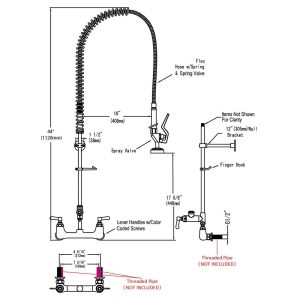 Commercial Pre-Rinse Faucet With Sprayer Wall Mount Tilt Add-On