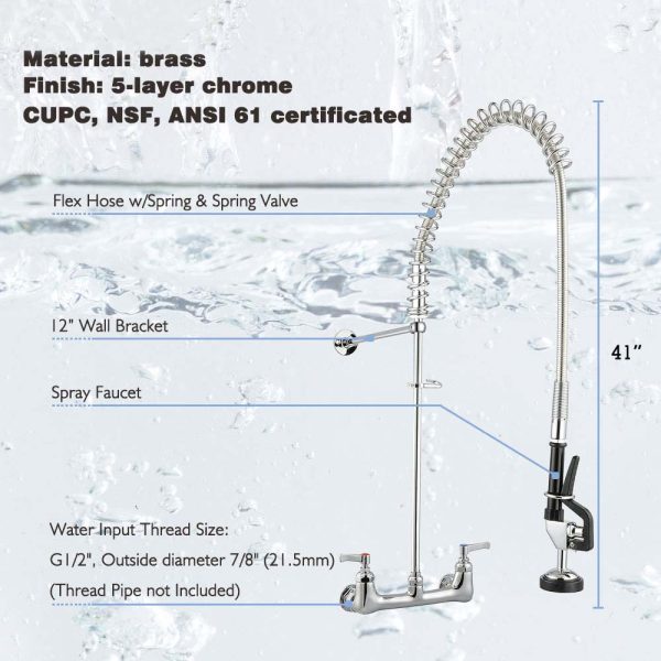 Commercial Pre-Rinse Faucet With Sprayer Wall Mount 41H