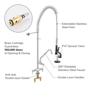 Commercial Pre-Rinse Faucet With Sprayer Deck Mount