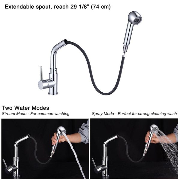 Aquaterior Kitchen Faucet With Sprayer Pull-Out Stainless Steel 13