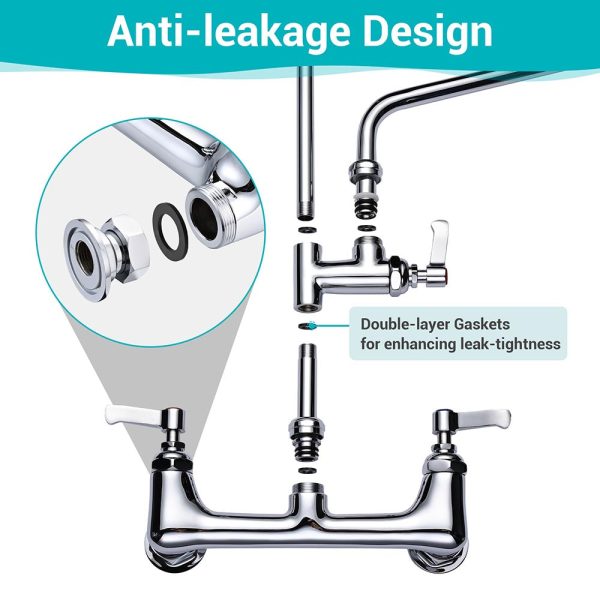 Commercial Pre-Rinse Faucet With Sprayer Wall Mount